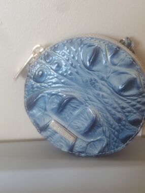 Brahmin Leather Circle Clip On Coin Purse.